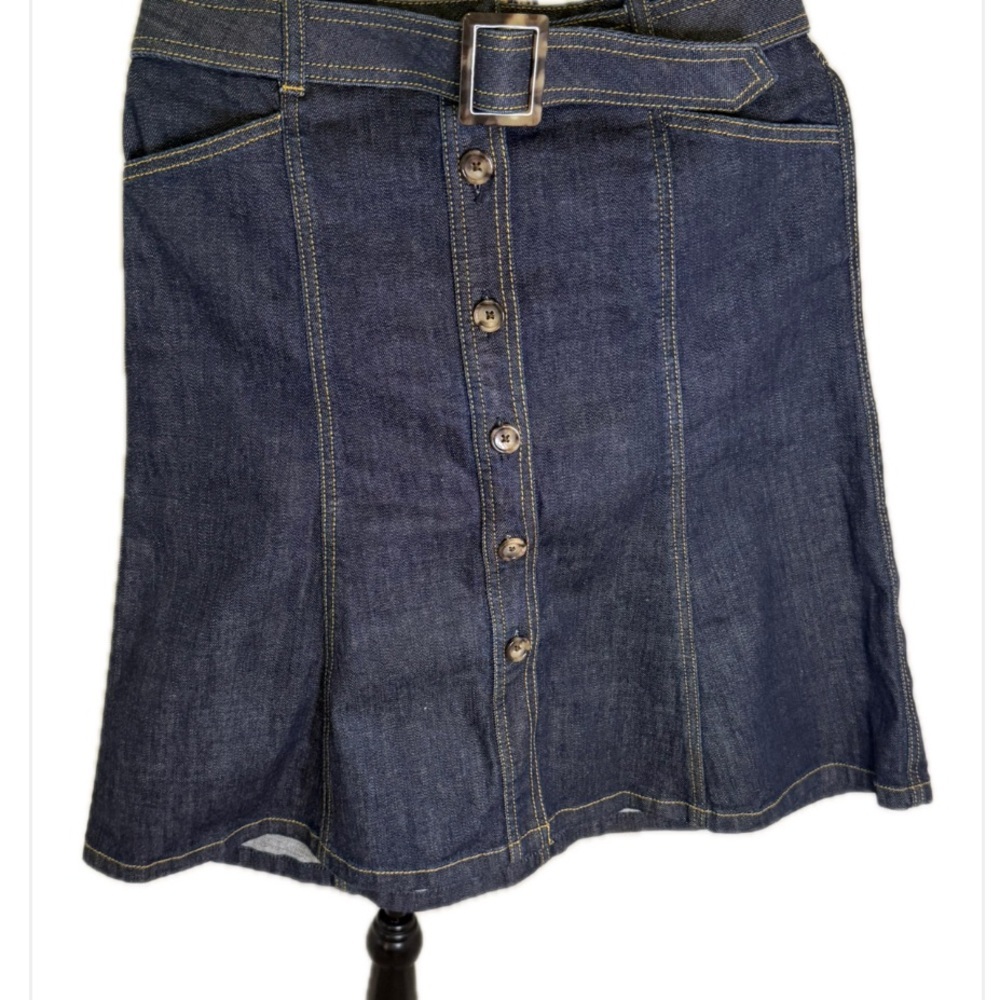 Ann Taylor Dark Blue Denim A-Line Skirt - Picture 2 of 7